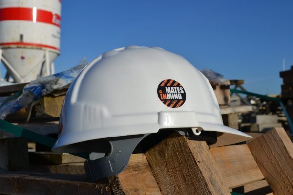 Mates in Mind construction site helmet sticker