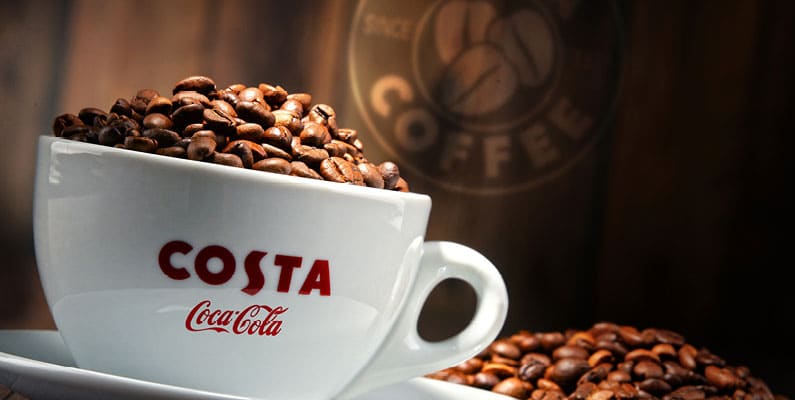 Coca Cola buys Costa Coffee from Whitbread for a reported £3.9bn.